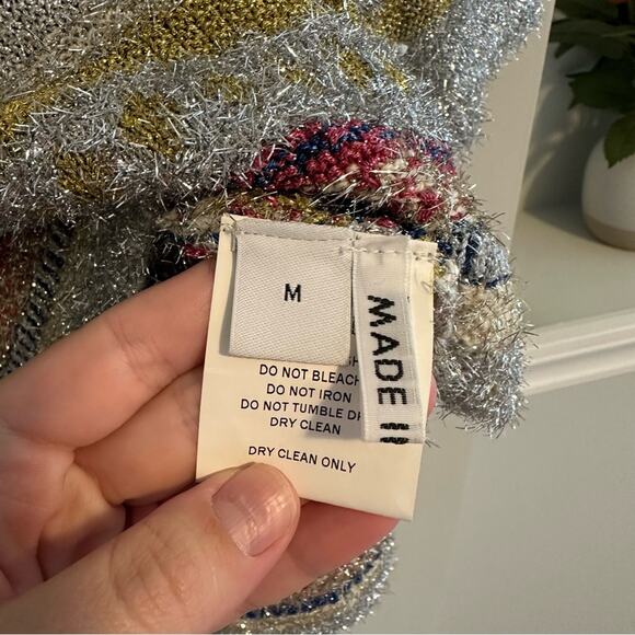 NWT Molly Goddard Silver Gold Metallic Knit Short Sleeve Sweater Top Medium - Picture 7 of 16